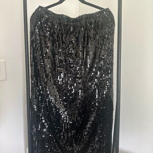J Crew Black Sequin Midi Skirt